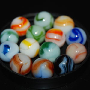 14 Nice colorful assorted West Virginia Swirl marbles. In mint to near mint+/- condition. Approx.5/8″ +/-