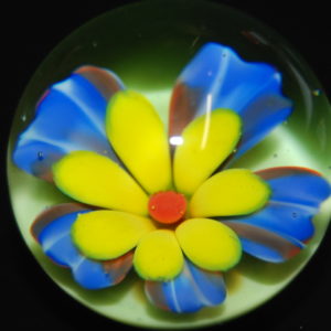Mary’s Flower Garden Art Glass Marble  Two sided design