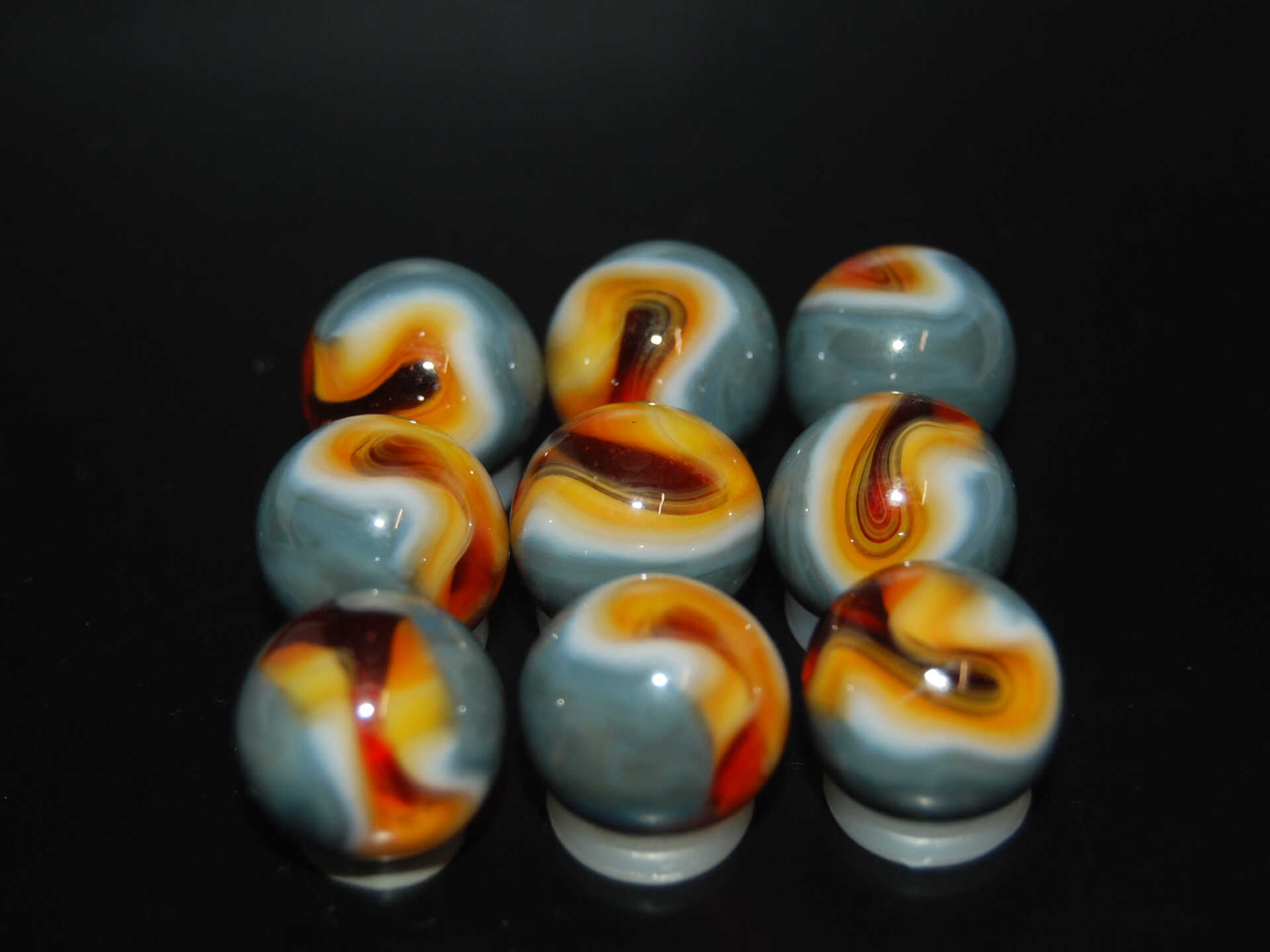 6  HTF 5/8"  HAND SELECTED JABO CLASSIC  MARBLES  $3.99   LOT W 