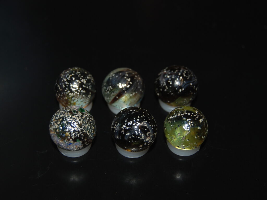 9 Beautiful Jabo/Vitro Mica Marbles Made In Reno, Ohio