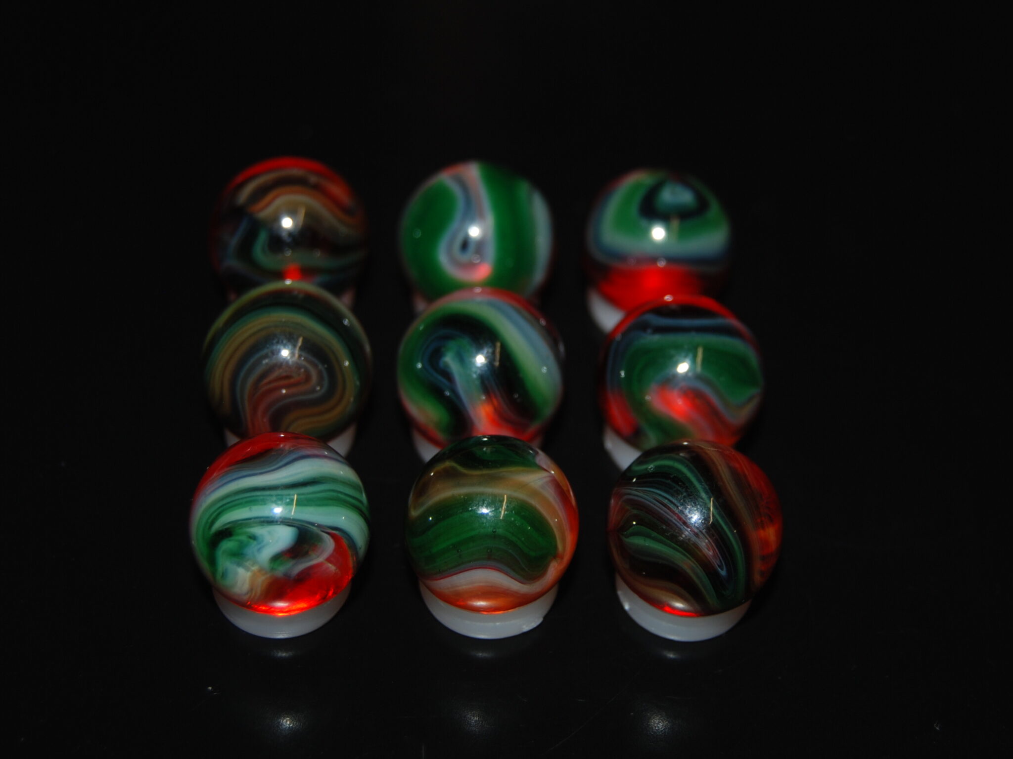 9 Beautiful Jabo Swirl Marbles Made In Reno, Ohio