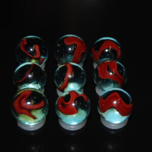 9 Beautiful Jabo Oxblood Swirl Marbles Made In Reno, Ohio