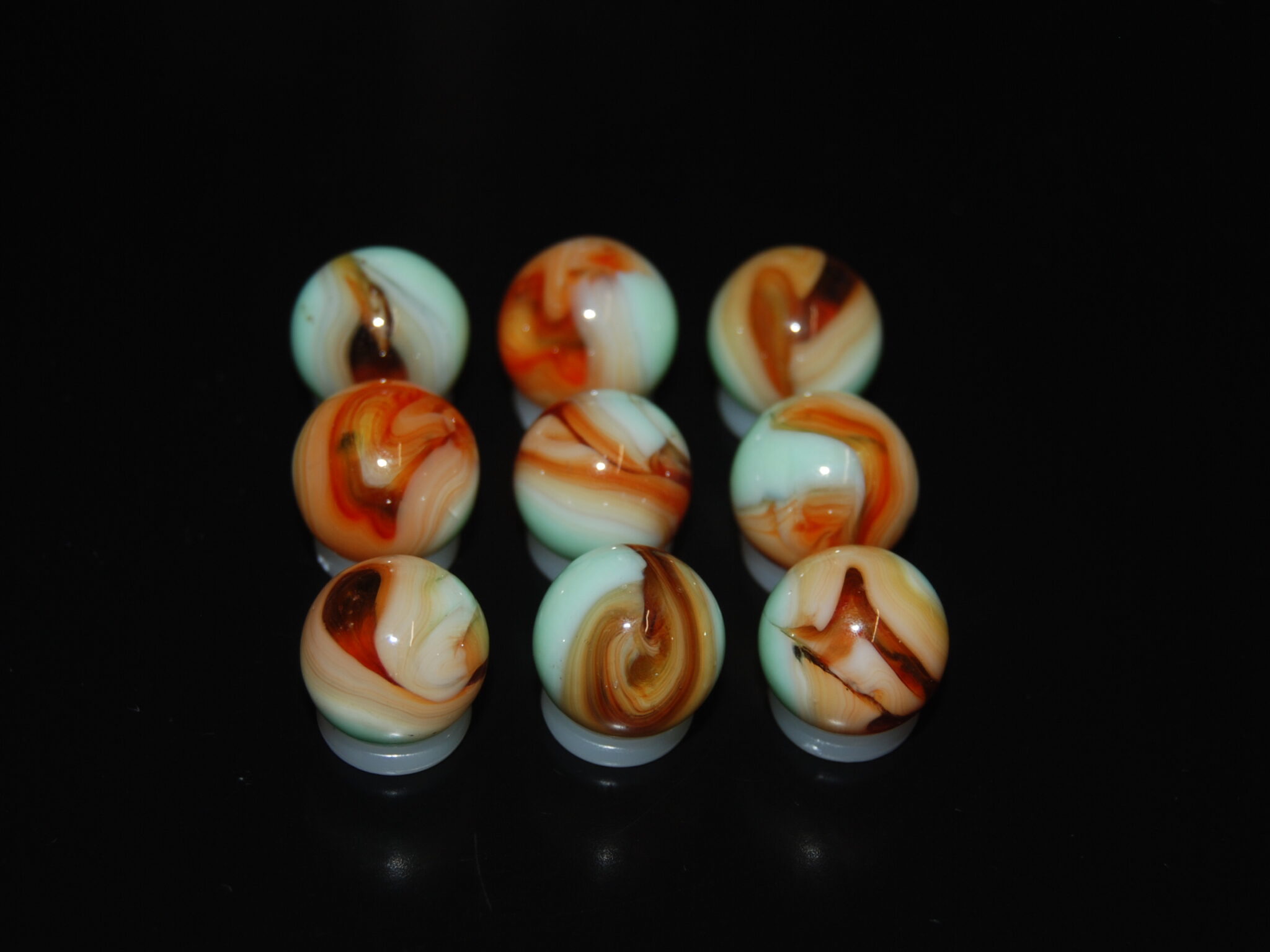 9 Beautiful Jabo Swirl Marbles Made In Reno, Ohio