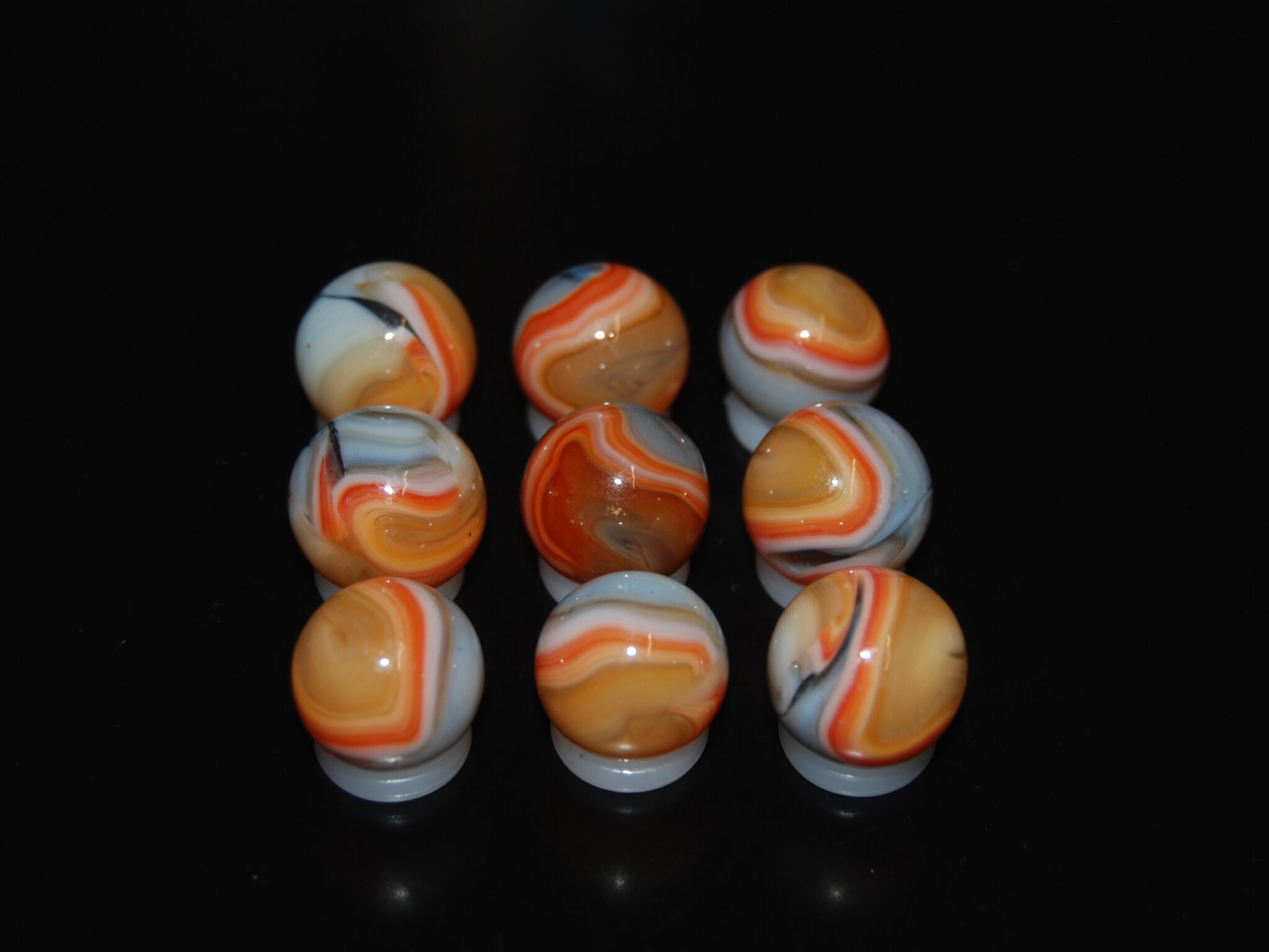 9 Beautiful Jabo Swirl Marbles Made In Reno, Ohio