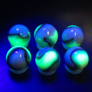 6 Jabo Classic UV Marbles Glow Under Blacklight Collector Set HTF