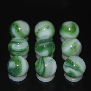 9 Beautiful HTF Jabo/Fenton Green Aventurine Swirl Marbles