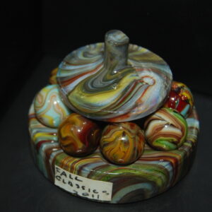 Andy Davis Spinning Top And Eight 3/4″ Marbles+Holder