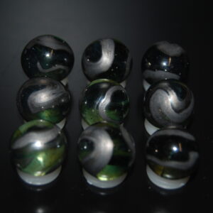 9 Beautiful HTF Jabo Metallic Green Base Swirl Marbles