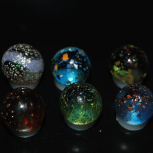 6 Beautiful HTF Jabo Frit Mica Gold Lutz Marbles Marbles