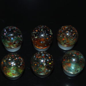 6 Beautiful HTF Jabo Frit Mica Gold Lutz Marbles