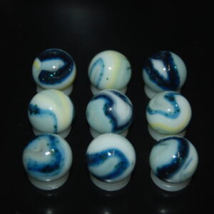 9 Beautiful HTF Jabo/Fenton Classic Swirl Marbles W/Aventurine