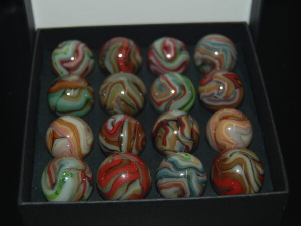 Collector Box Jabo Double Decade Some With Aventurine Oxblood Marbles Made 2010